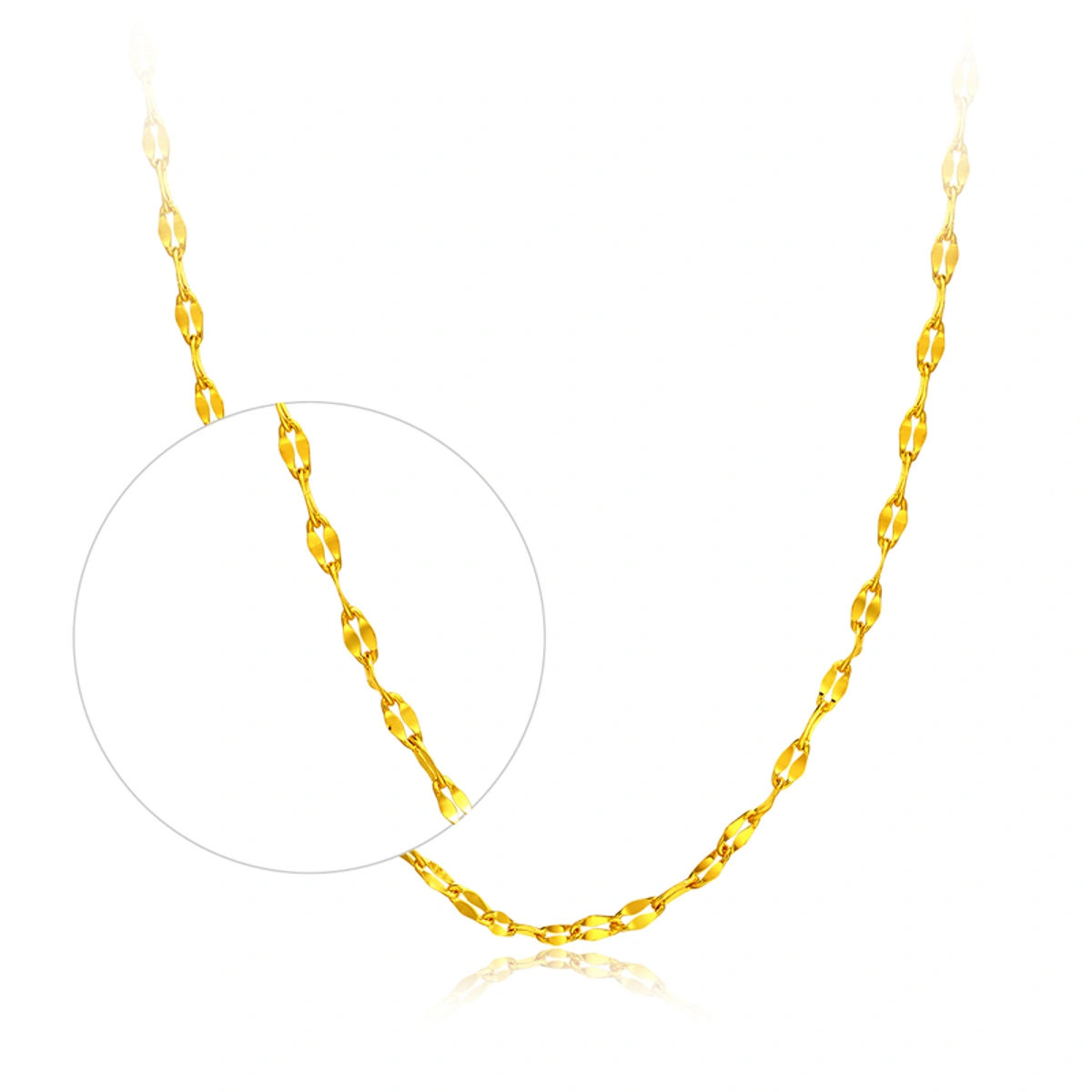 999.9 Gold Twisted Plate Chain necklace