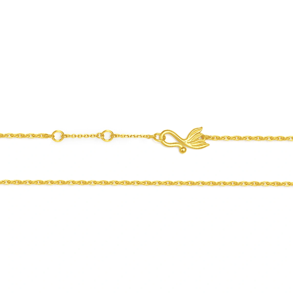 999.9 Gold Twisted Wire necklace with Fish Tail Clasp