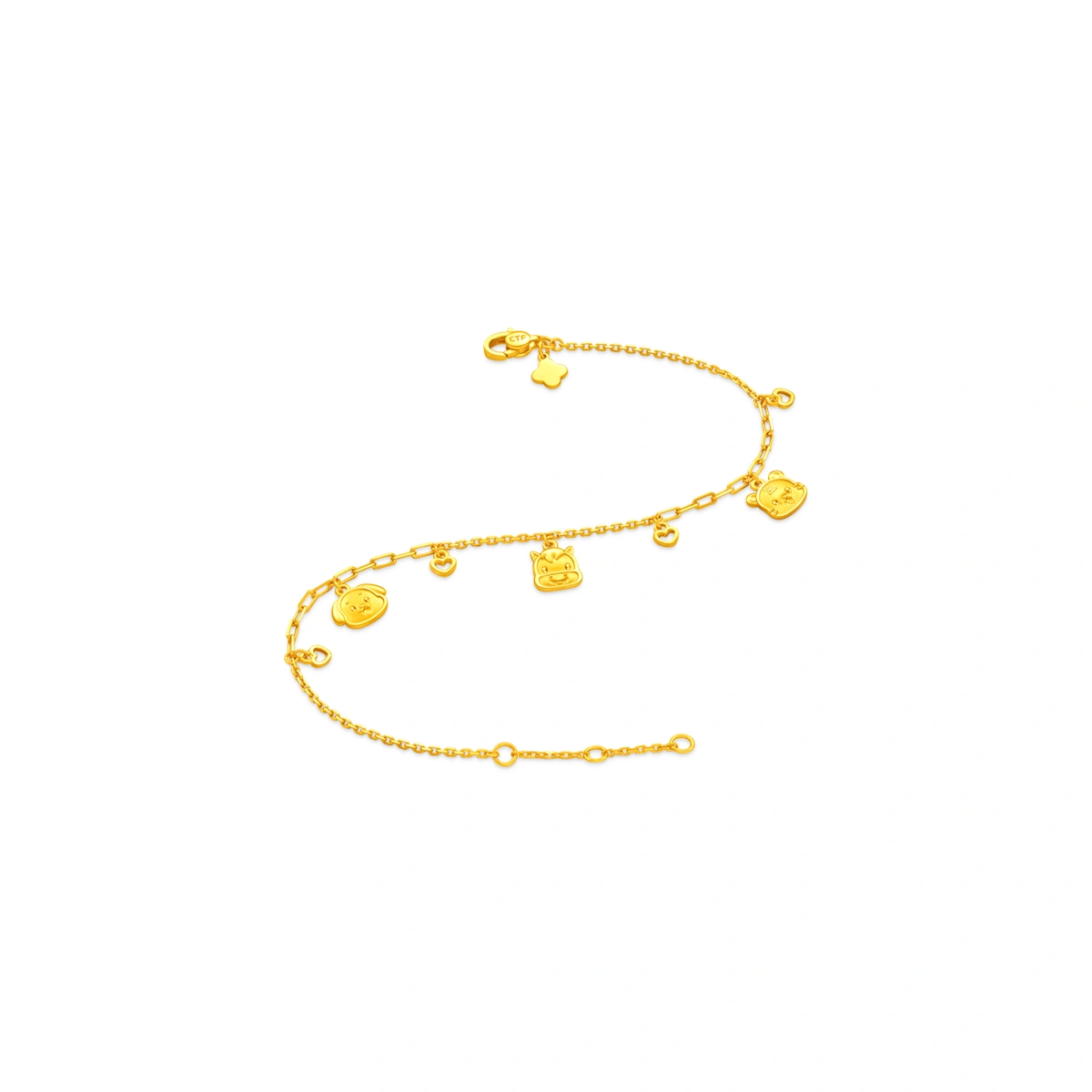 Tiger-Horse & Dog 999.9 Gold bracelet