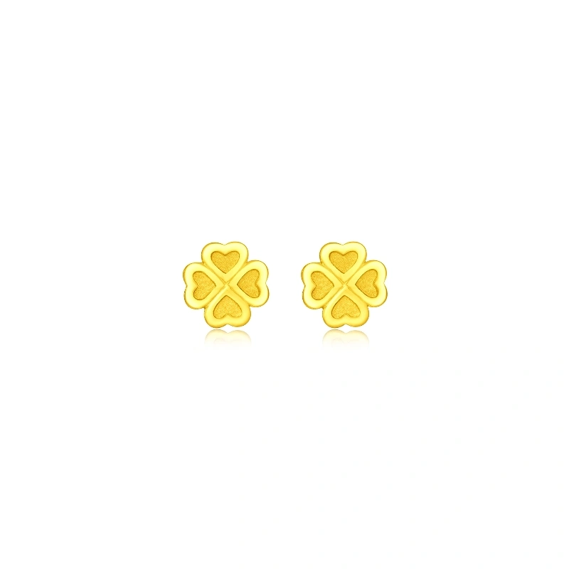 Four Leaf Clover 999.9 Gold earrings
