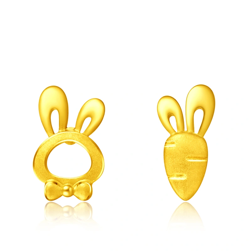 Rabbit Carrot 999.9 Gold earrings