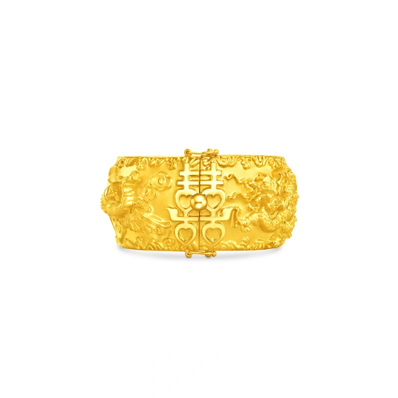 Dragon and Phoenix 999 Gold bangle