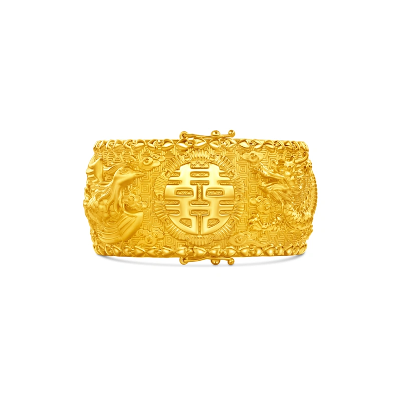 Dragon and Phoenix 999 Gold bangle