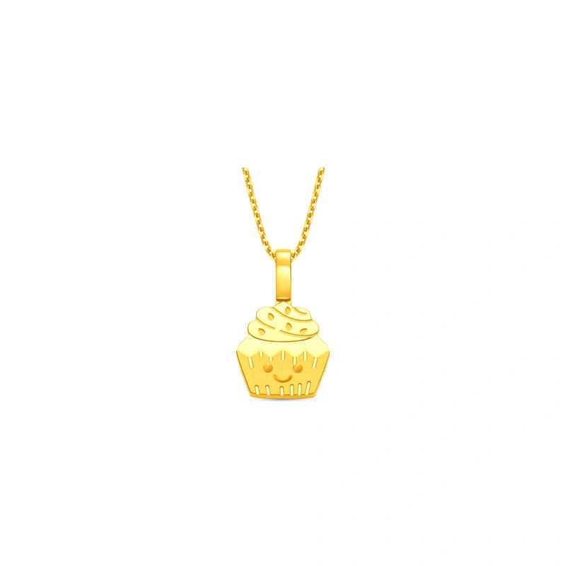 Smiling Cupcake 999 Gold pendant