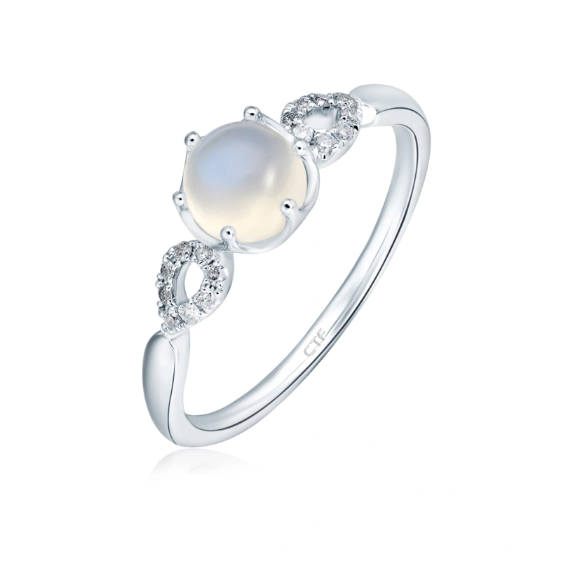 18K/750白色黃金天然晶石戒指