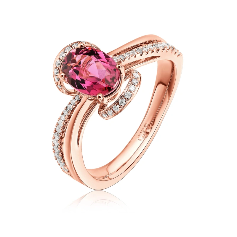 18K/750玫瑰色黃金天然晶石戒指