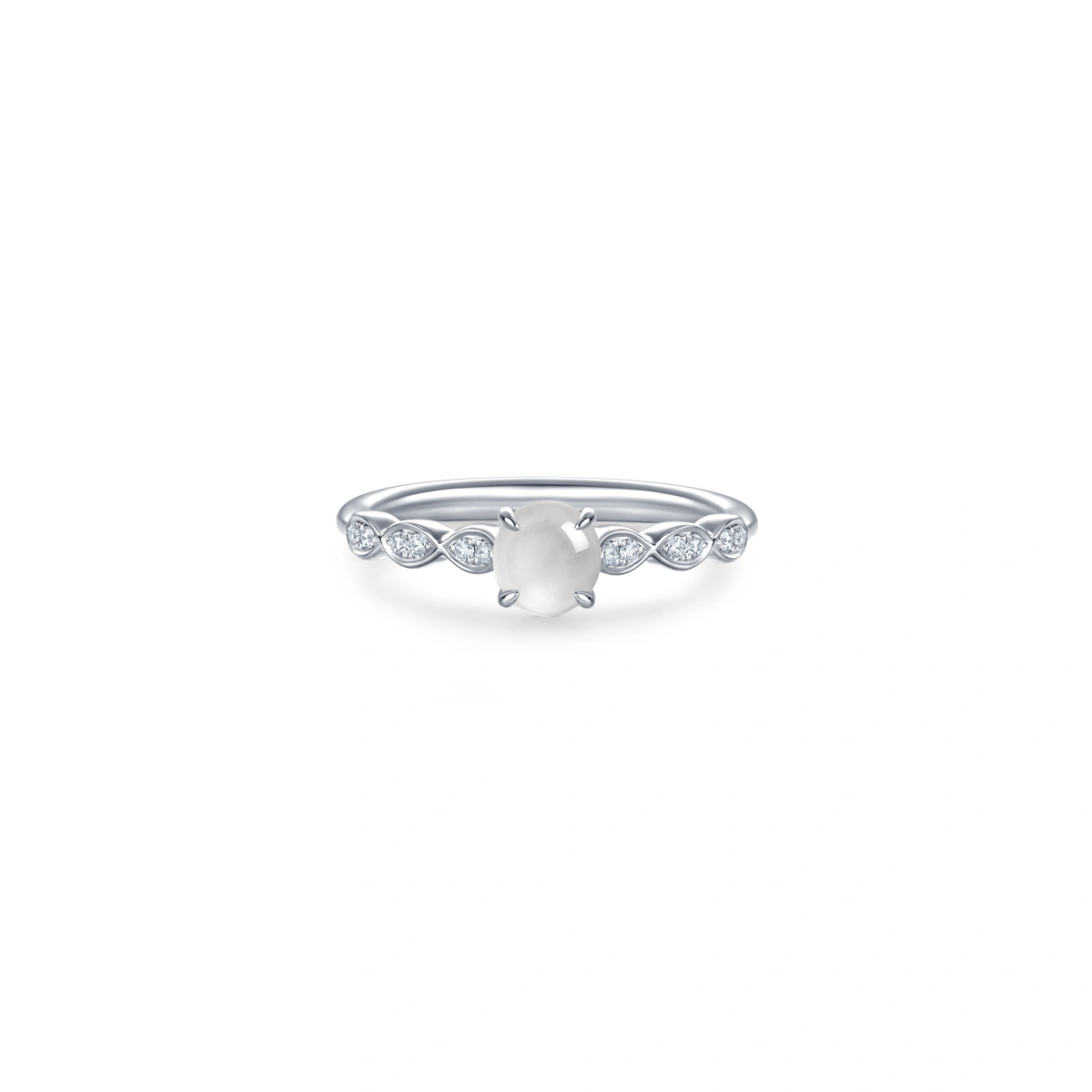18K/750 White Gold jade ring