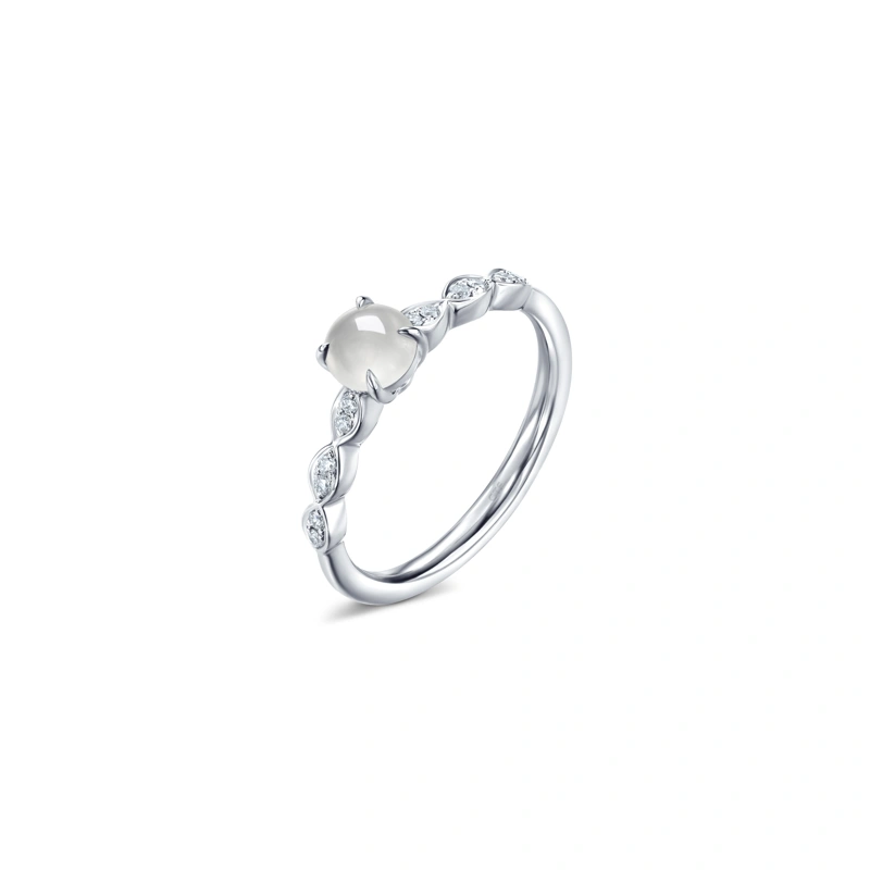 18K/750 White Gold jade ring
