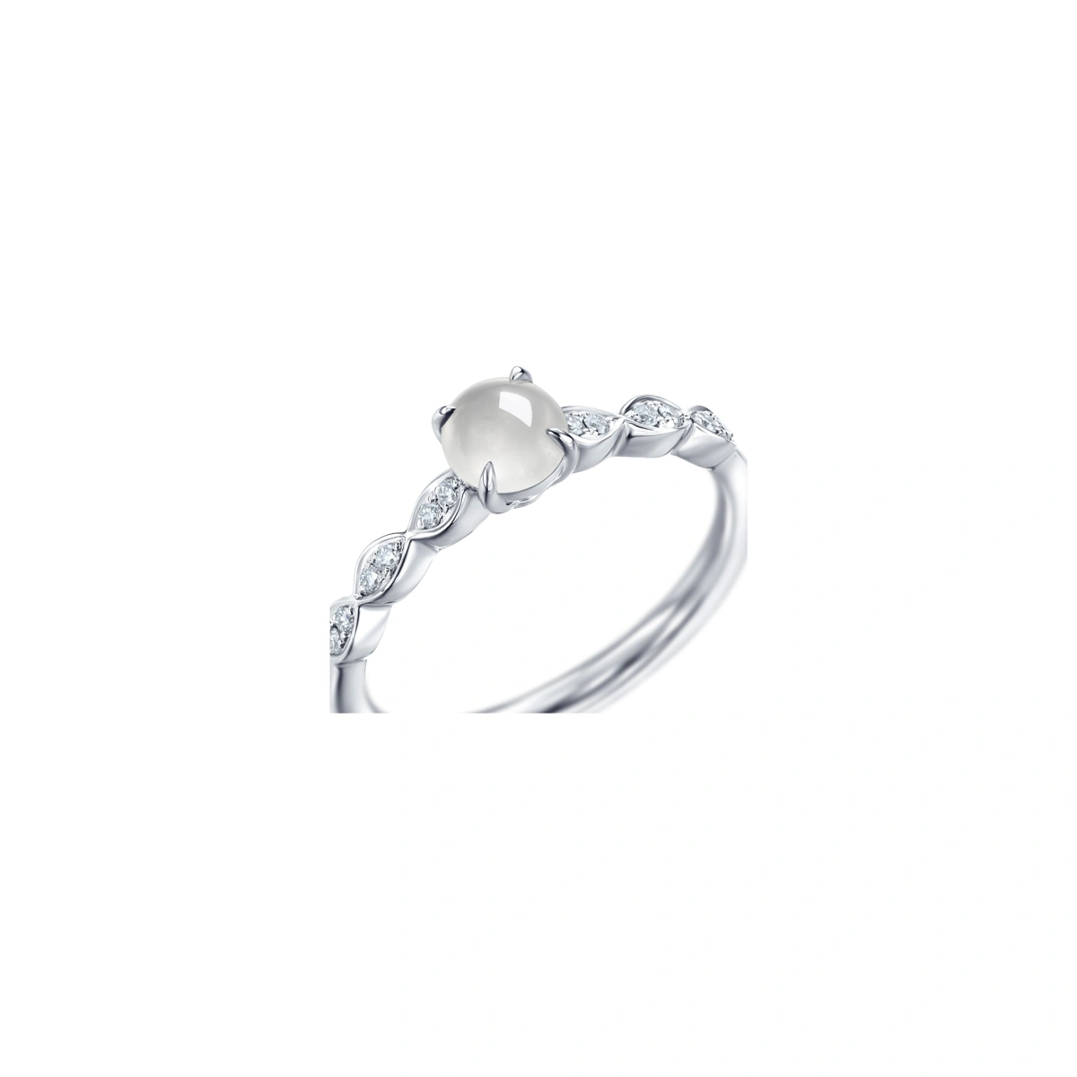 18K/750 White Gold jade ring