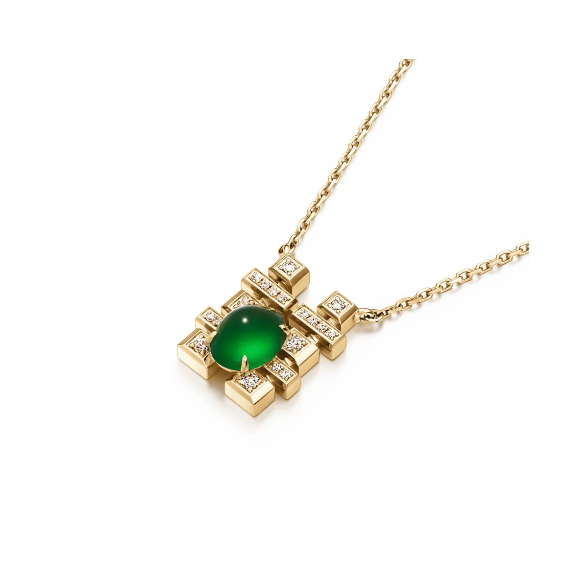 18K/750 Yellow Gold jade necklace