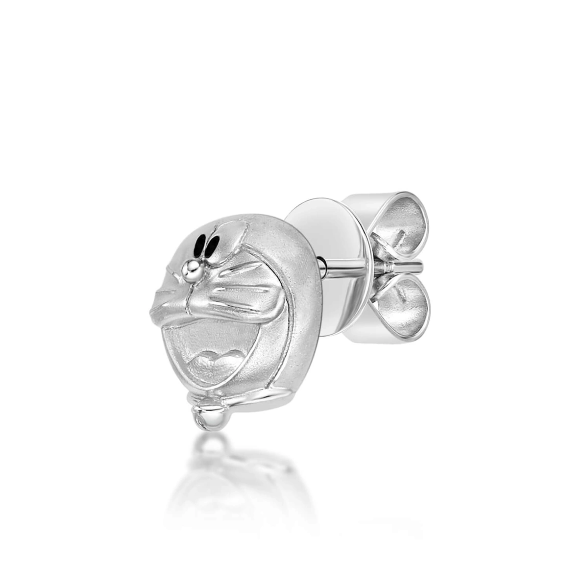 多啦A夢18K/750白色黃金耳環(單隻)