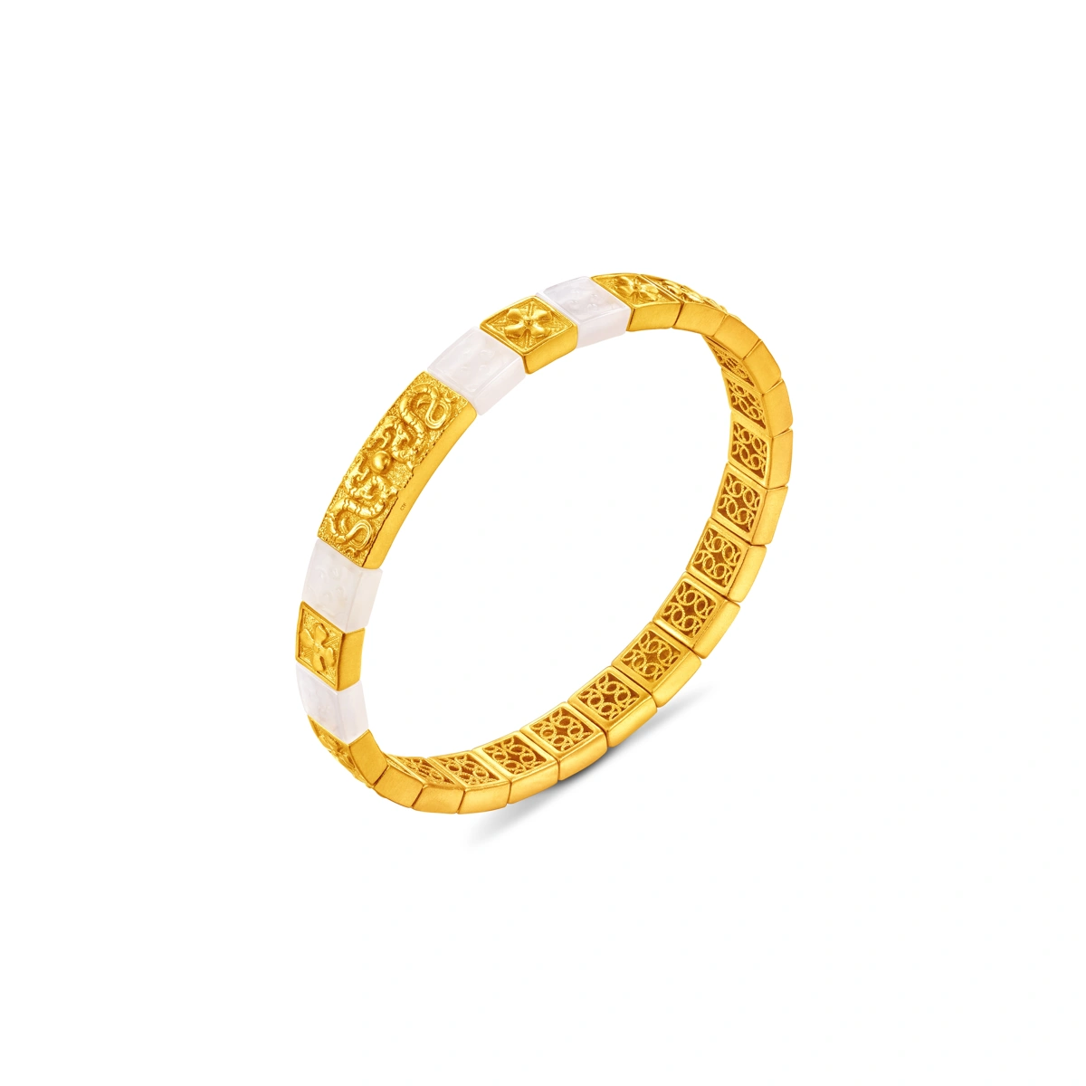 The Rising Dragon and Clouds 999 Gold bracelet