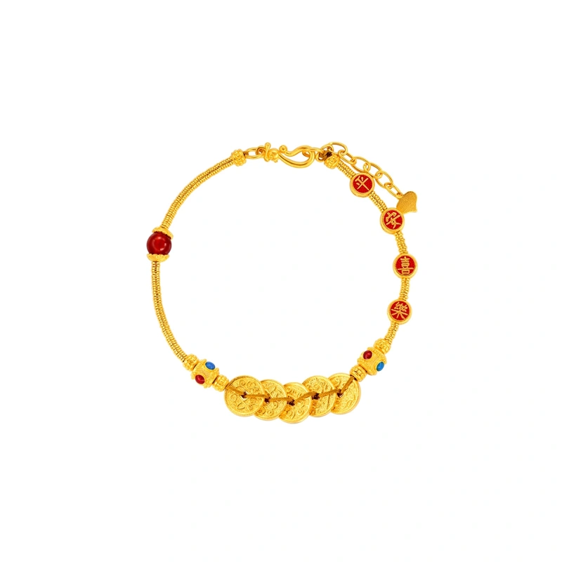 Five Emperor Coins 999 Gold bracelet