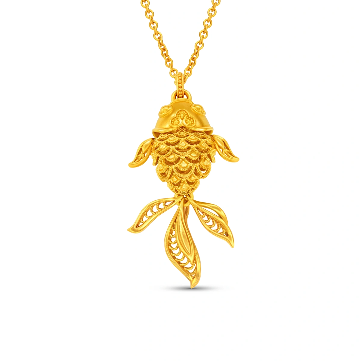 年年有魚花絲錦鯉999足金頸鏈