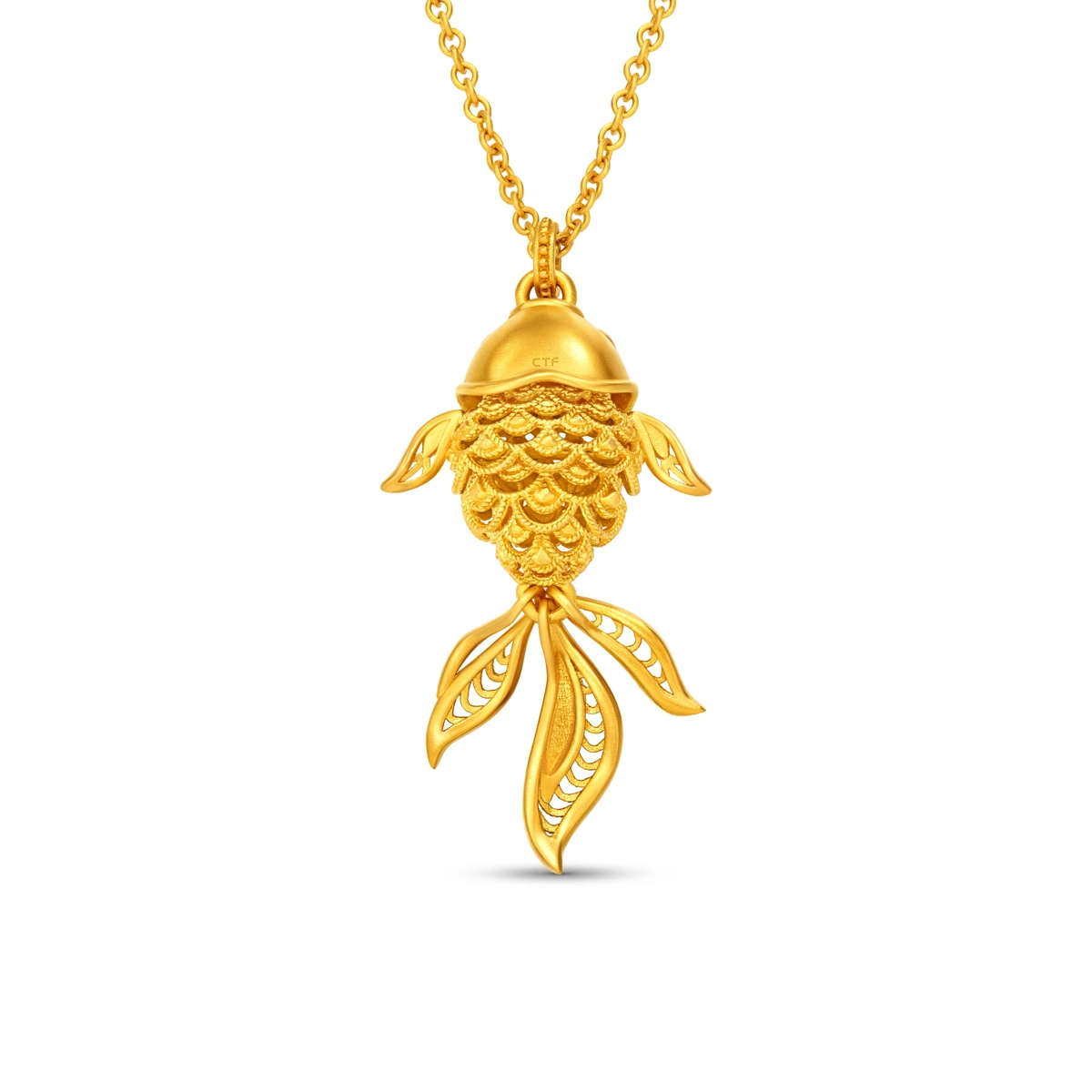 年年有魚花絲錦鯉999足金頸鏈
