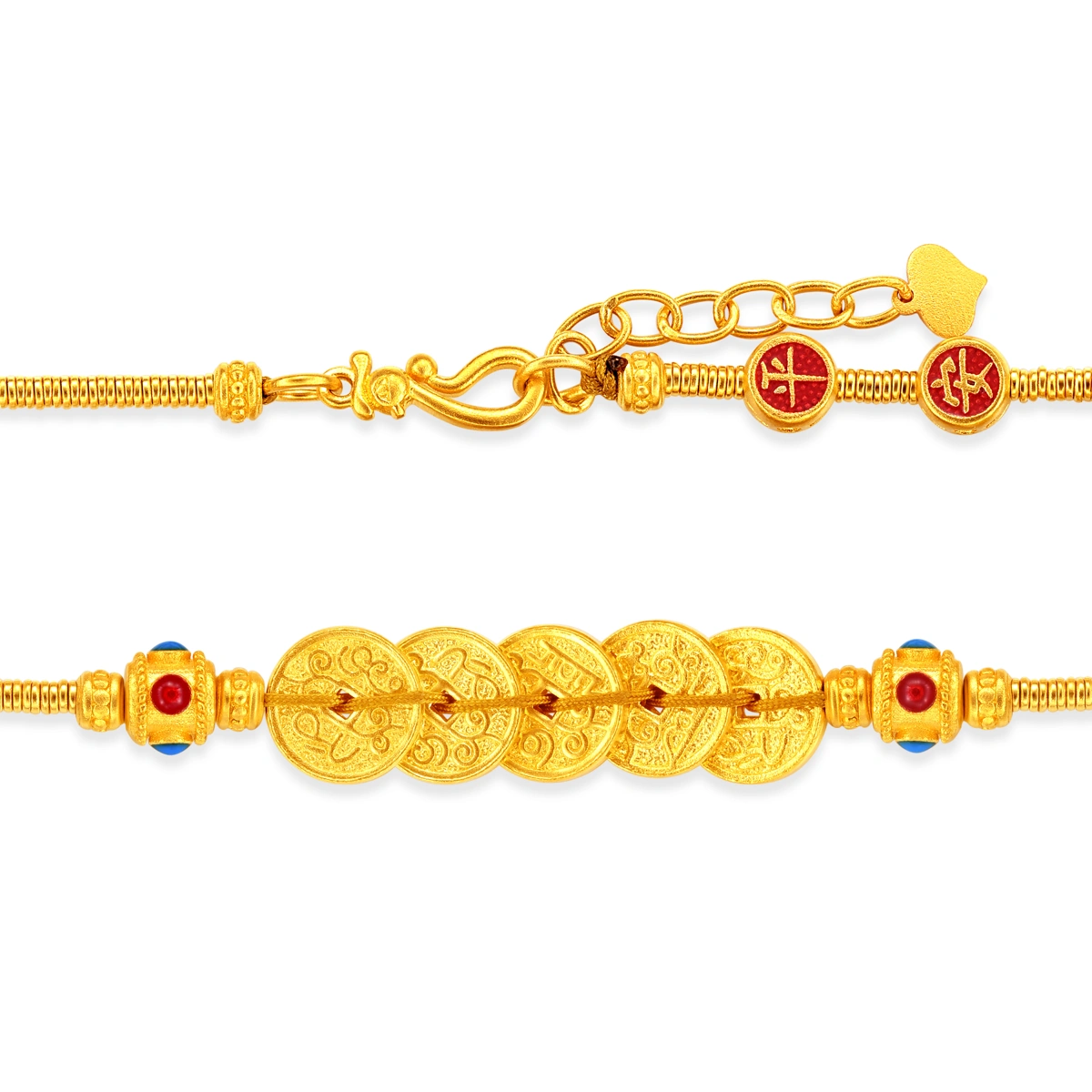 Five Emperor Coins 999 Gold bracelet