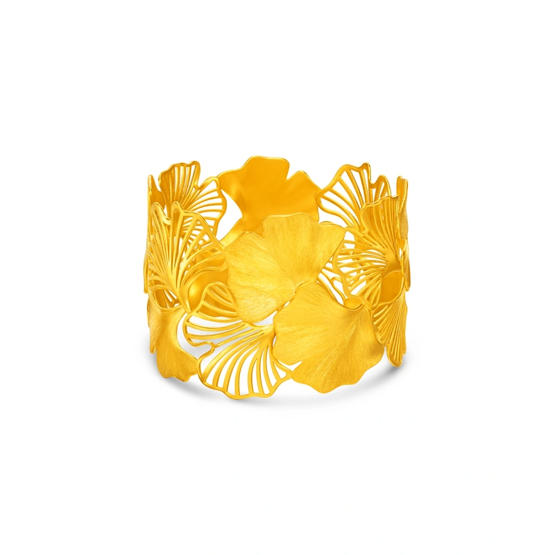 Ginkgo Leaf Candle Holder 999 Gold Ornament