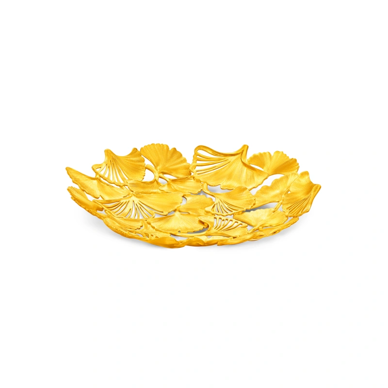 Ginkgo Leaf Fruit Plate 999 Gold Ornament