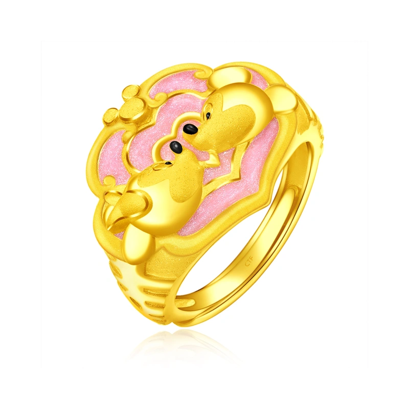 米奇與米妮999.9黃金工藝精品戒指