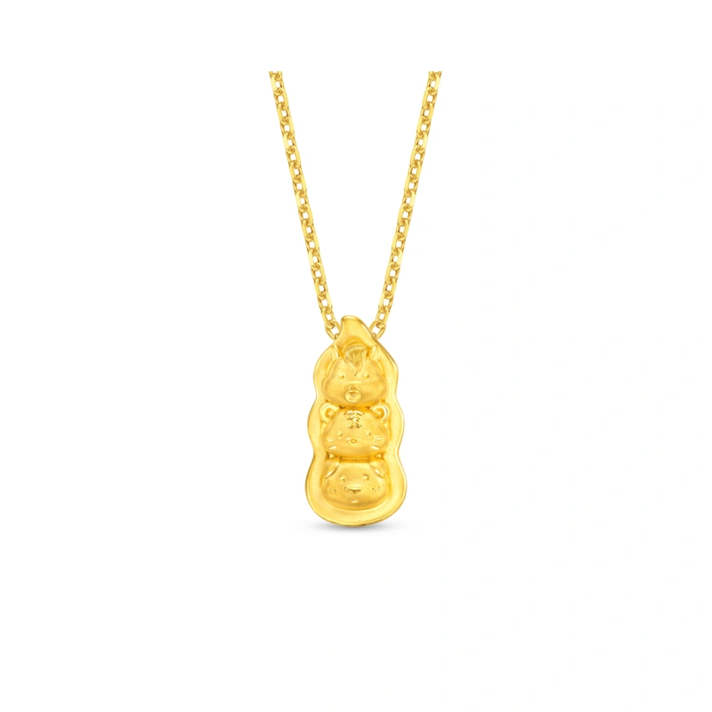 Horse Tiger and Dog 999 Gold charm