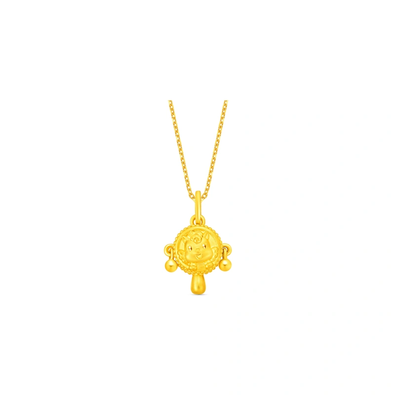 撥浪鼓999足金工藝精品吊墜