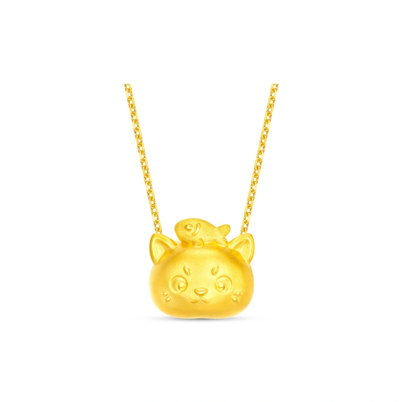 Fish & Cat 999 Gold charm