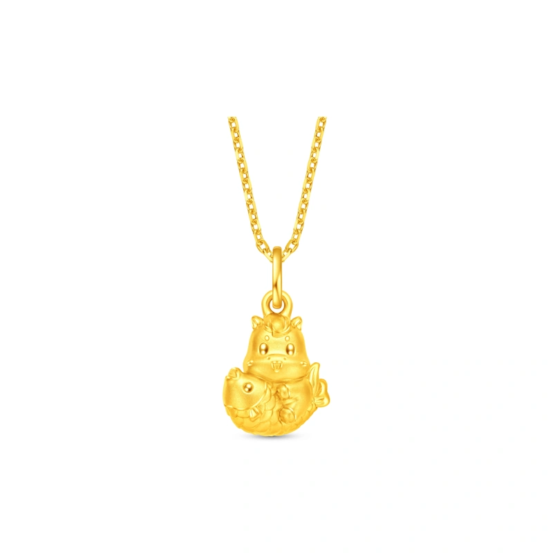 錦鯉馬999足金工藝精品吊墜