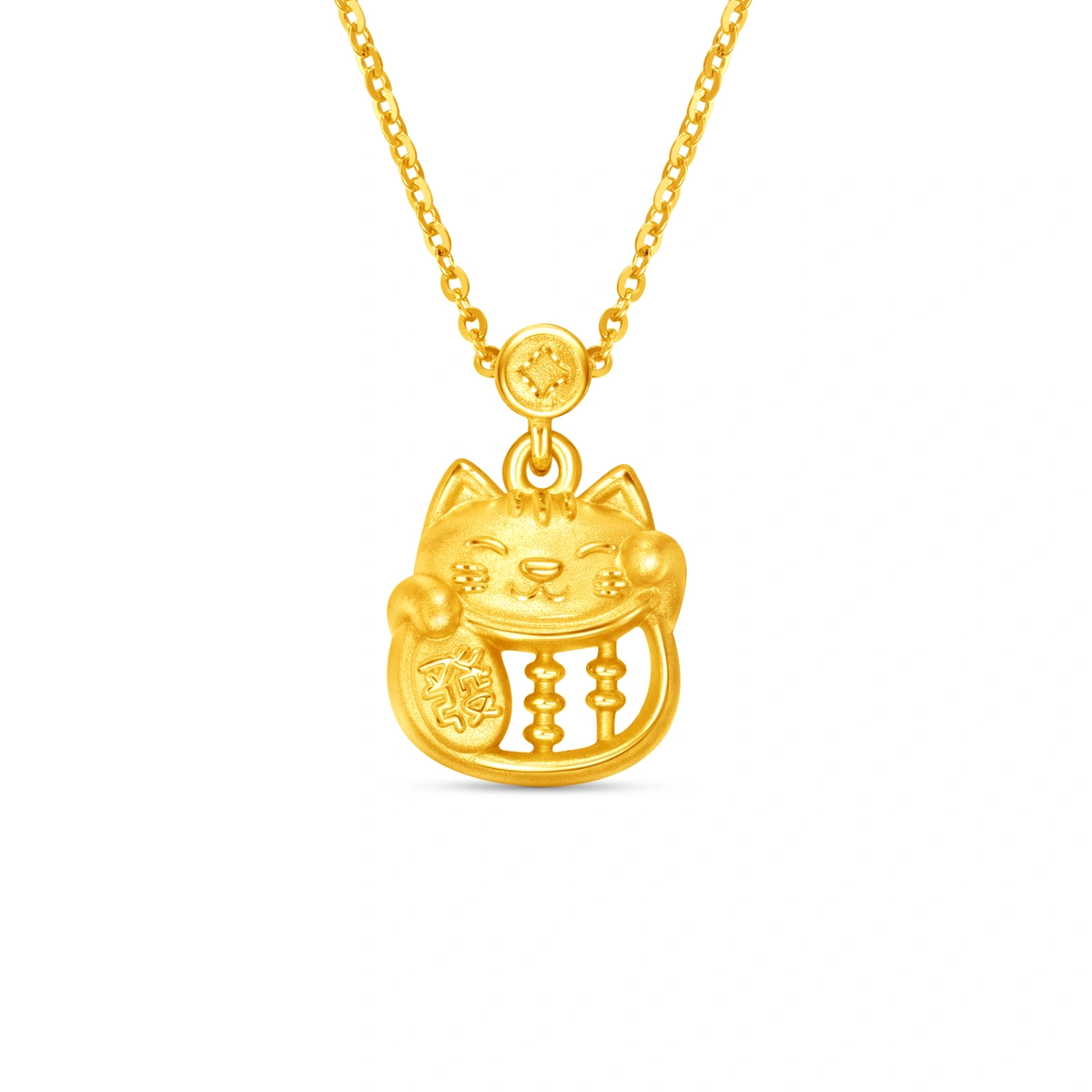 招財貓999足金工藝精品頸鏈