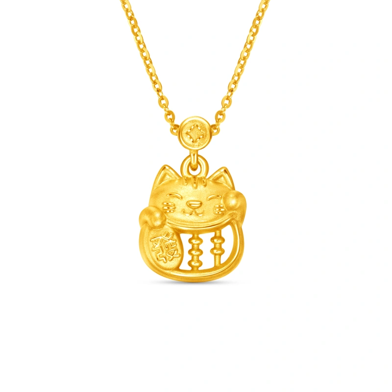 招財貓999足金工藝精品頸鏈