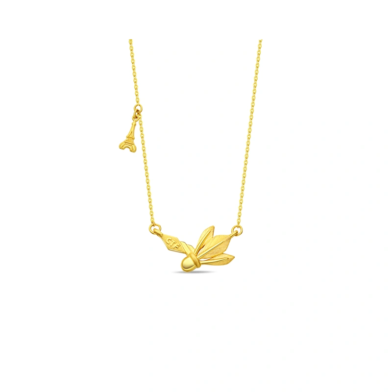 Shuttlecock Eiffel Tower 999 Gold necklace