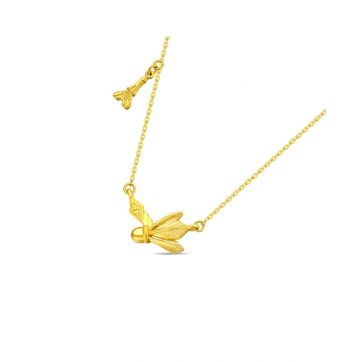 Shuttlecock Eiffel Tower 999 Gold necklace