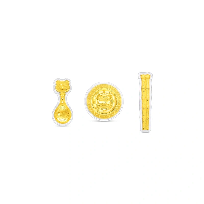 「大熊貓上契套裝」999.9黃金工藝精品擺件