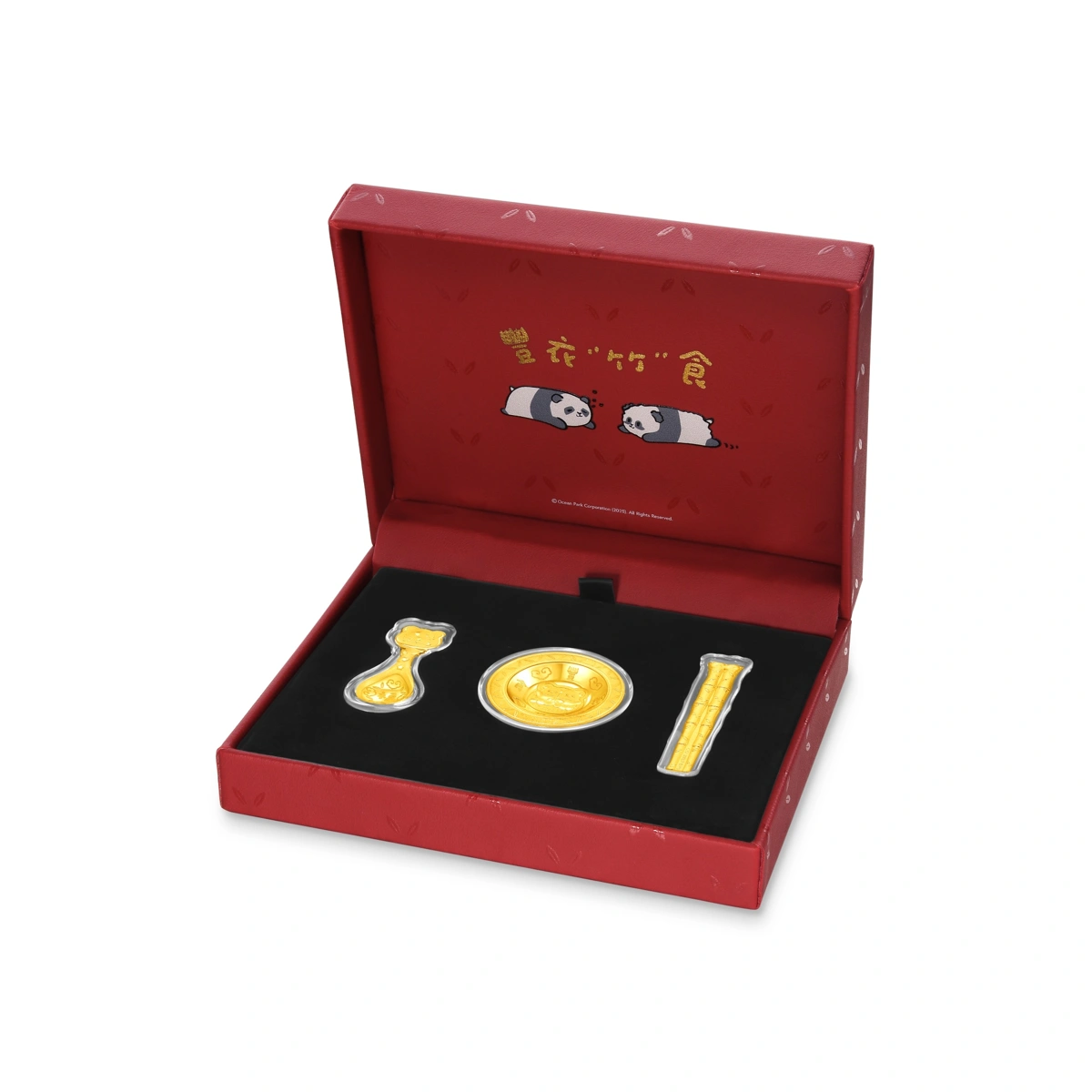 「大熊貓上契套裝」999.9黃金工藝精品擺件