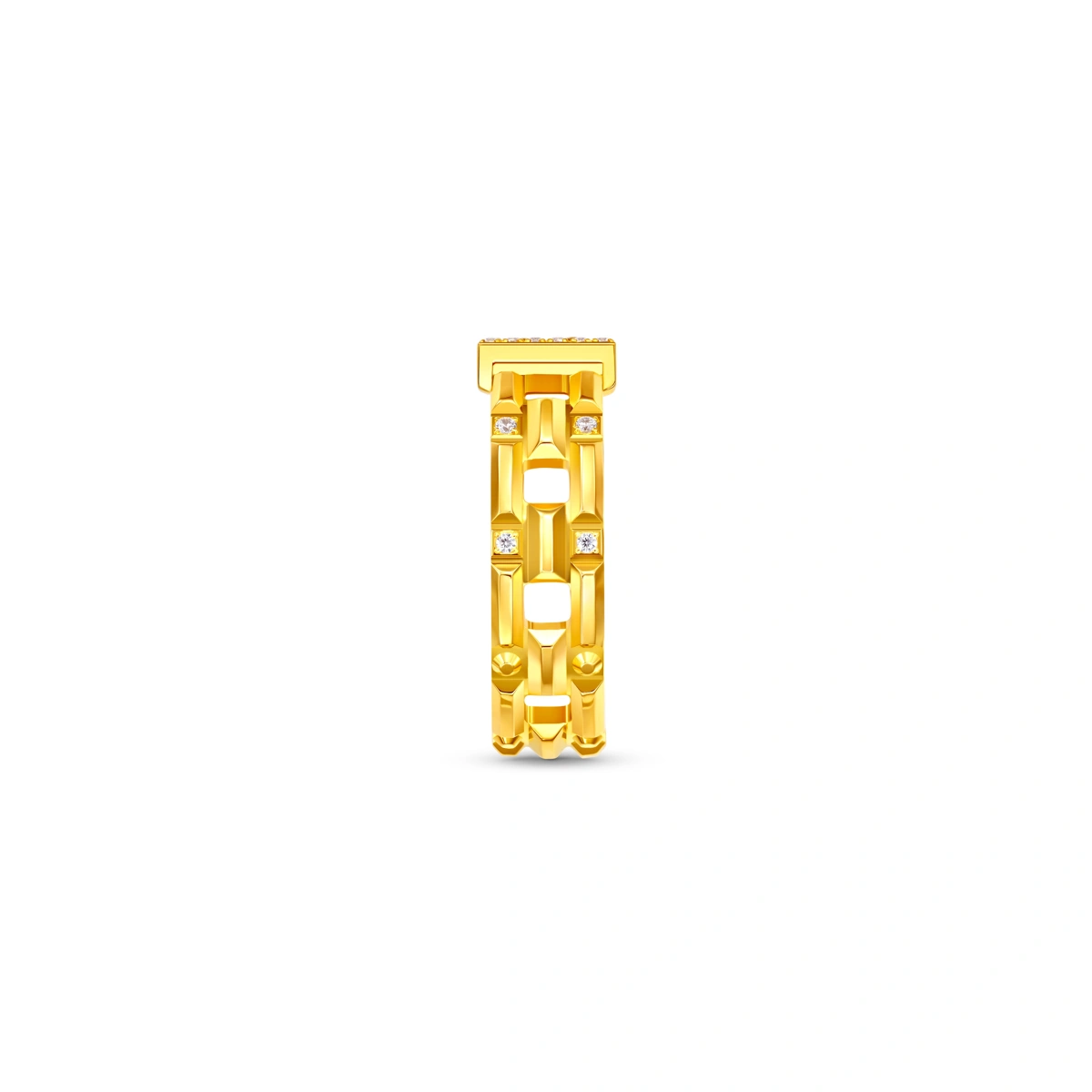 福字999足金鑲天然鑽石戒指