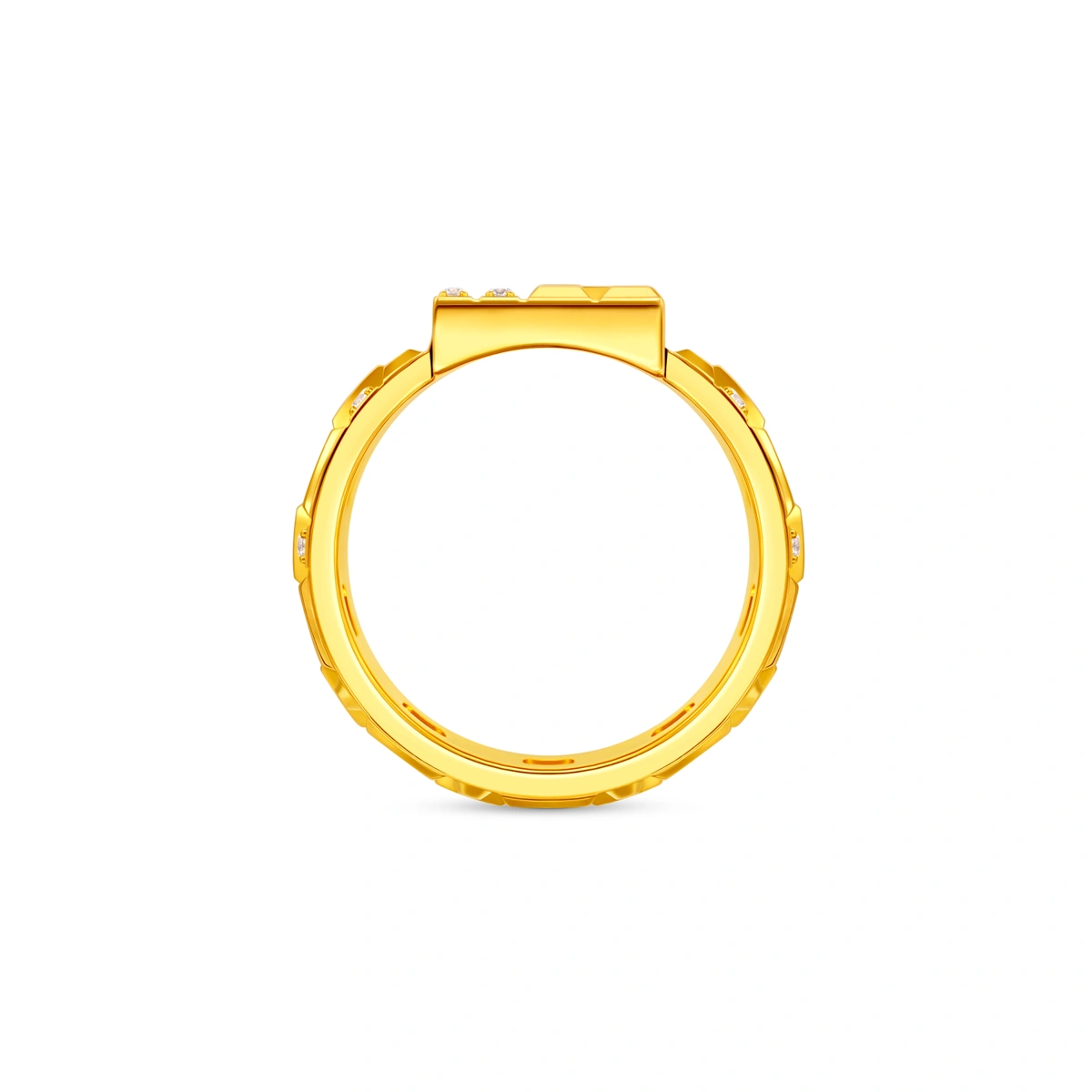 福字999足金鑲天然鑽石戒指