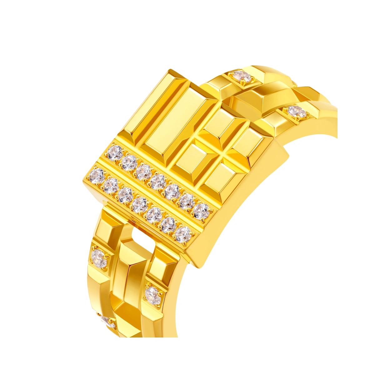 福字999足金鑲天然鑽石戒指