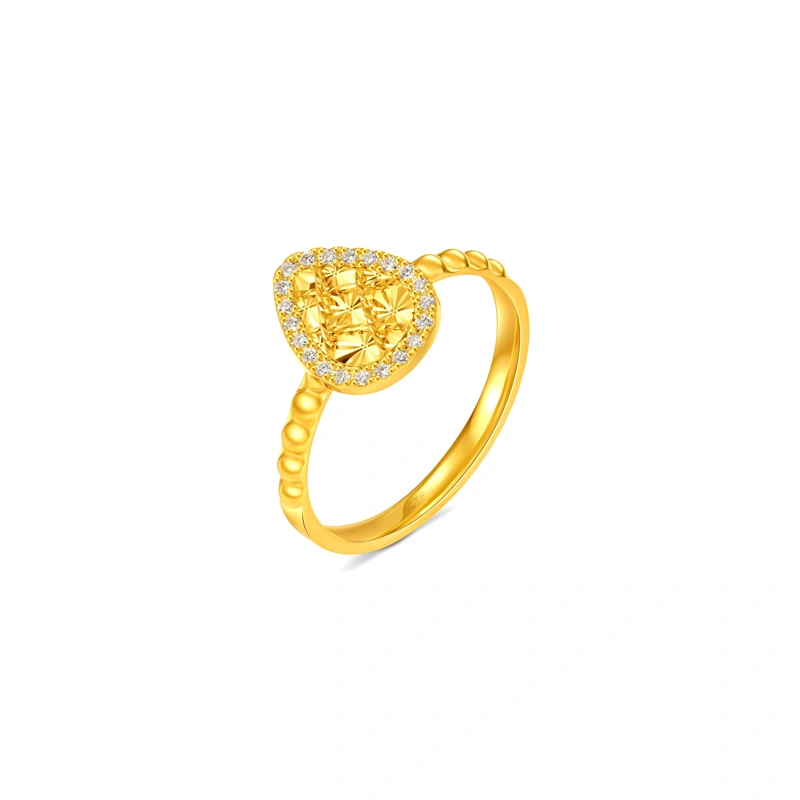 Teardrop Shaped 999 Gold Diamond ring