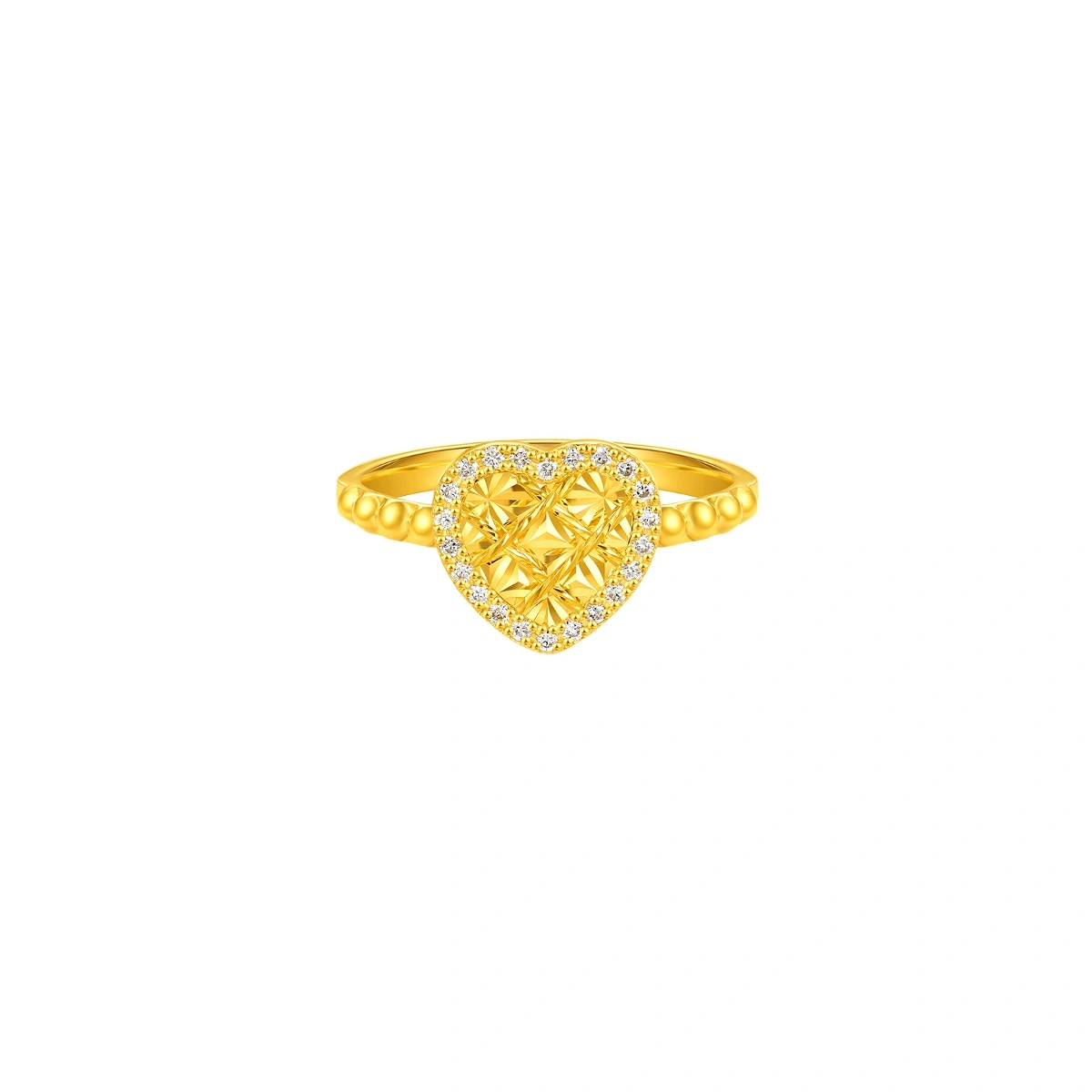 Heart Shaped 999 Gold Diamond ring