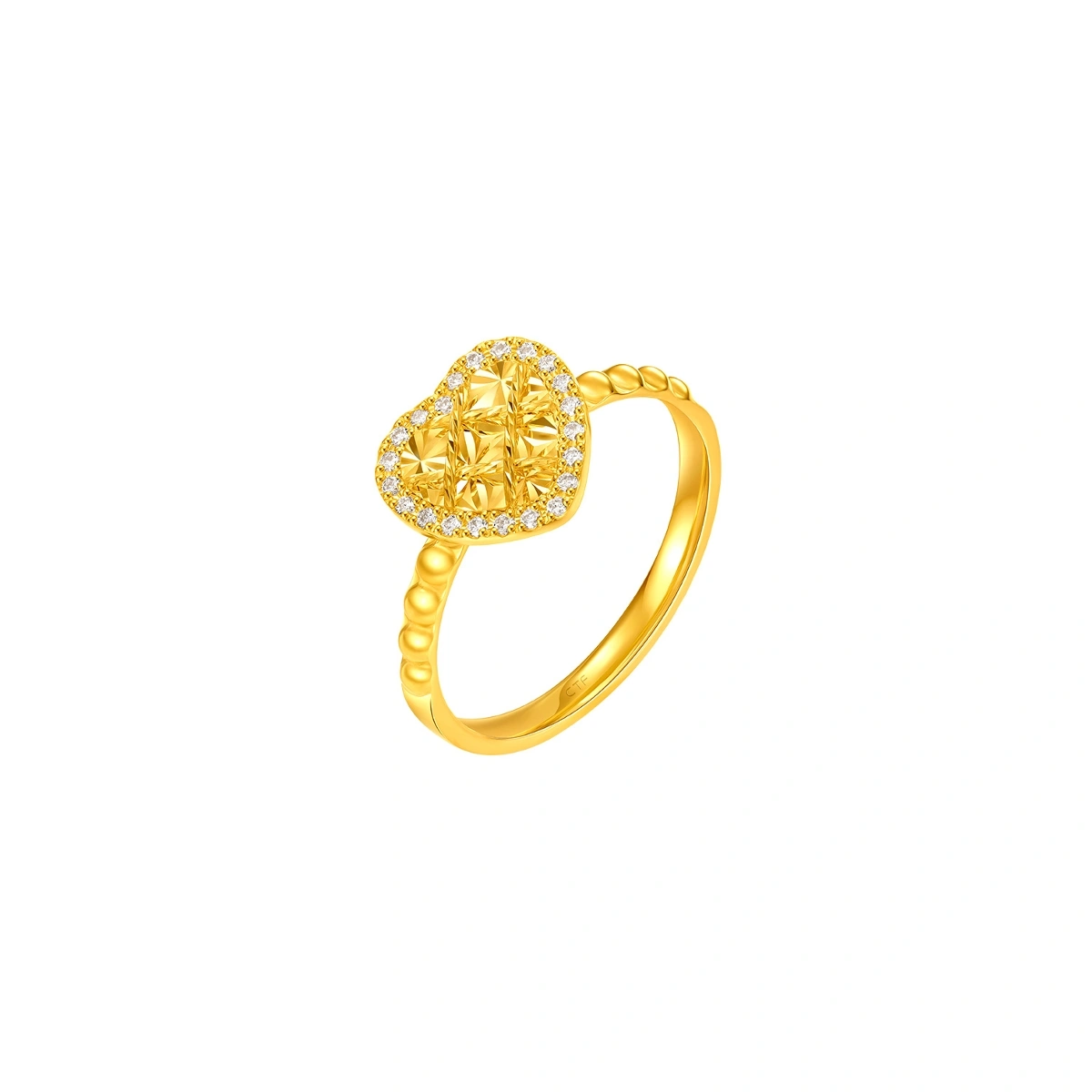 Heart Shaped 999 Gold Diamond ring