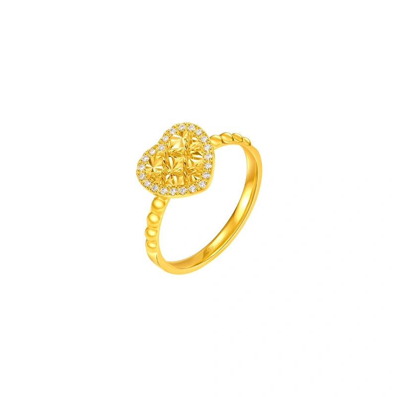 Heart Shaped 999 Gold Diamond ring