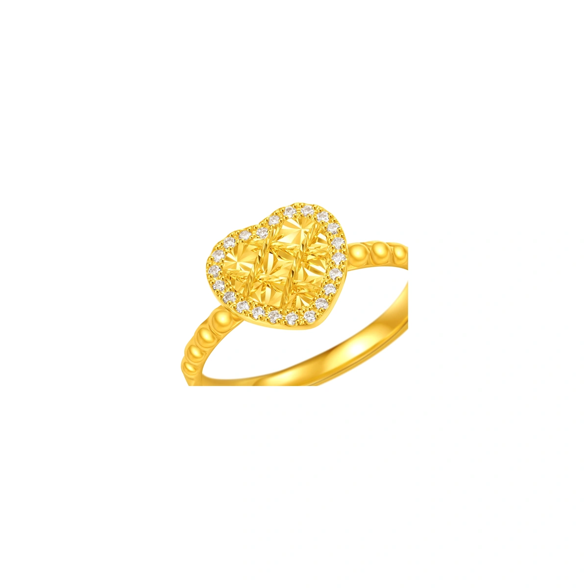 Heart Shaped 999 Gold Diamond ring