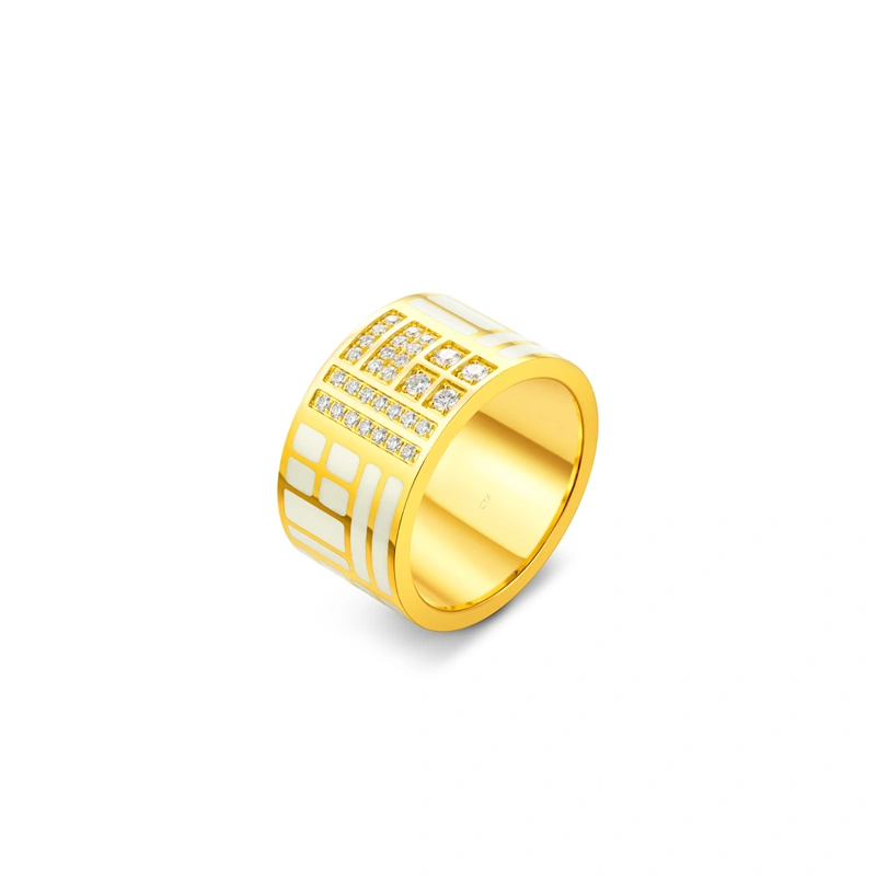 福字999足金鑲天然鑽石戒指