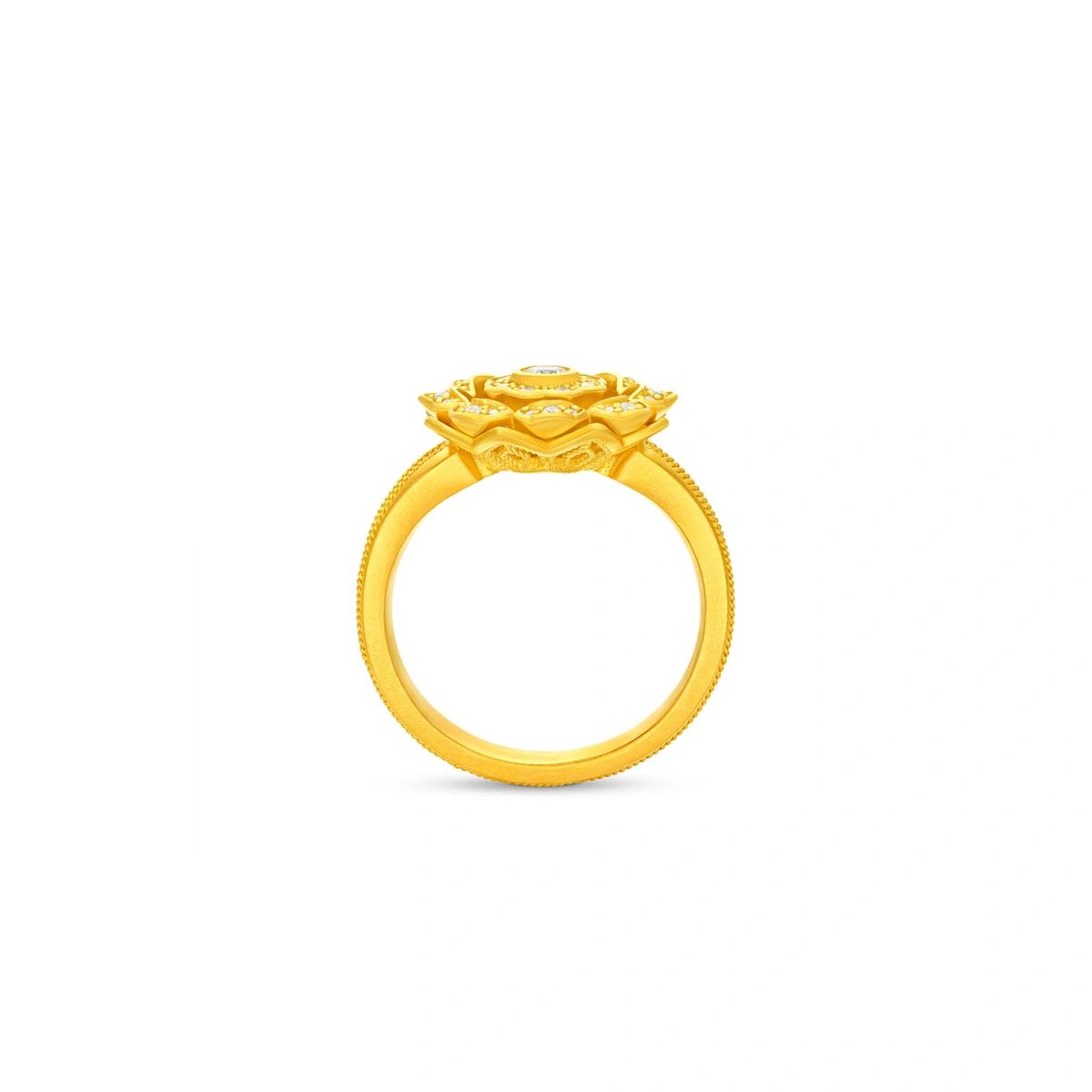 999足金鑲天然鑽石戒指