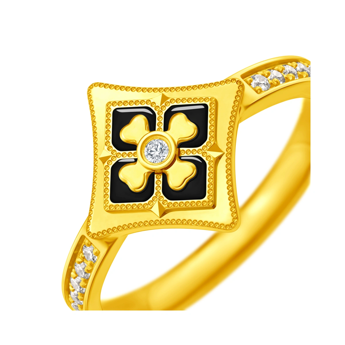 999足金鑲天然鑽石戒指