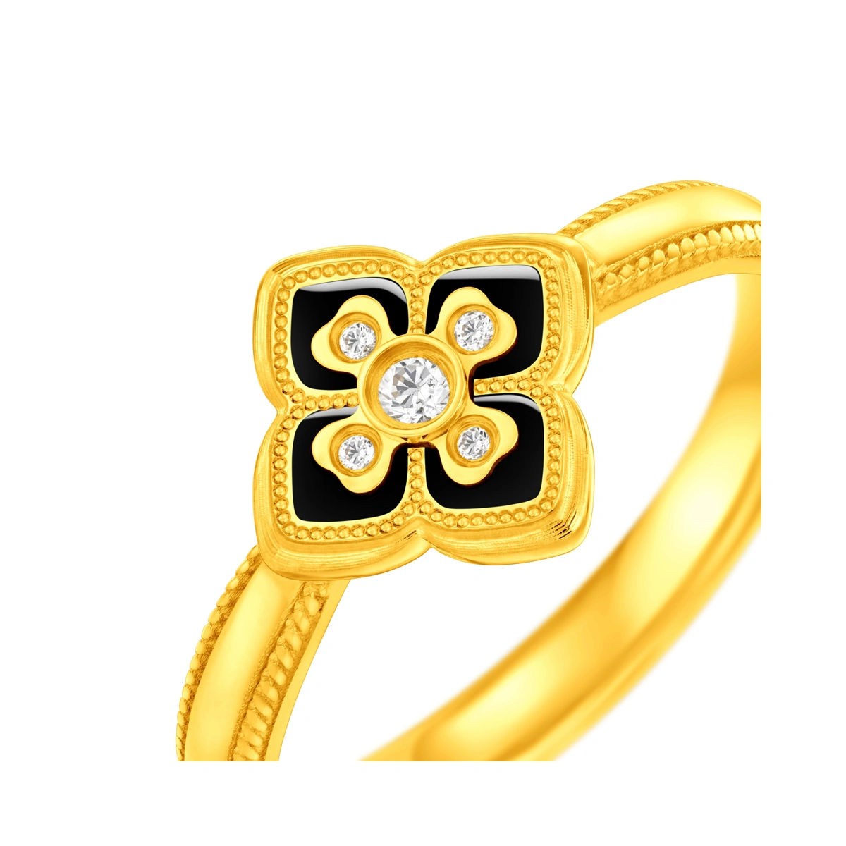 999足金鑲天然鑽石戒指