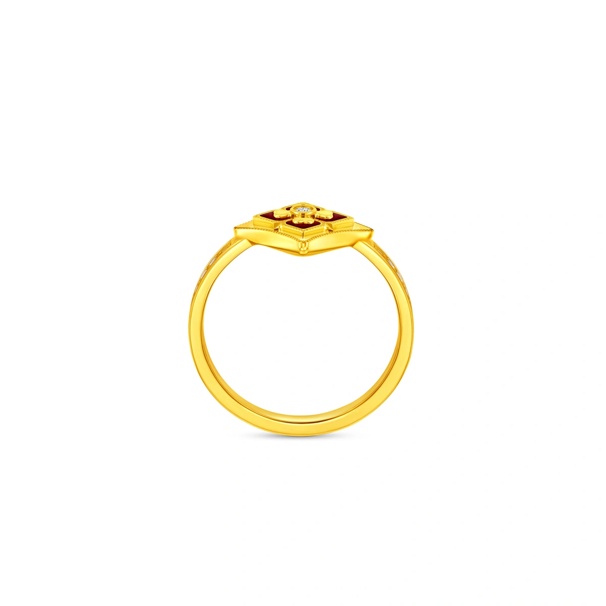 999足金鑲天然鑽石戒指