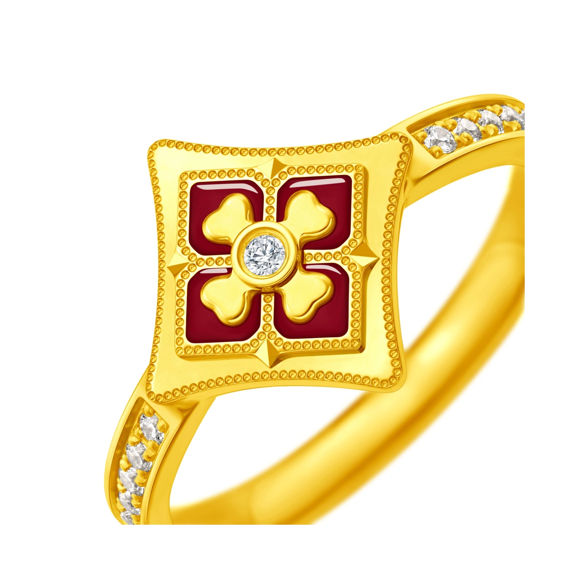 999足金鑲天然鑽石戒指