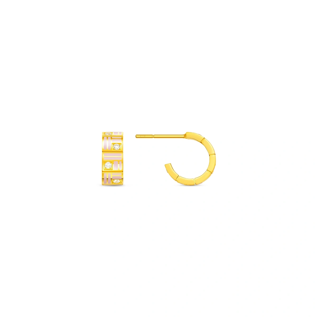 福字999足金鑲天然鑽石耳環