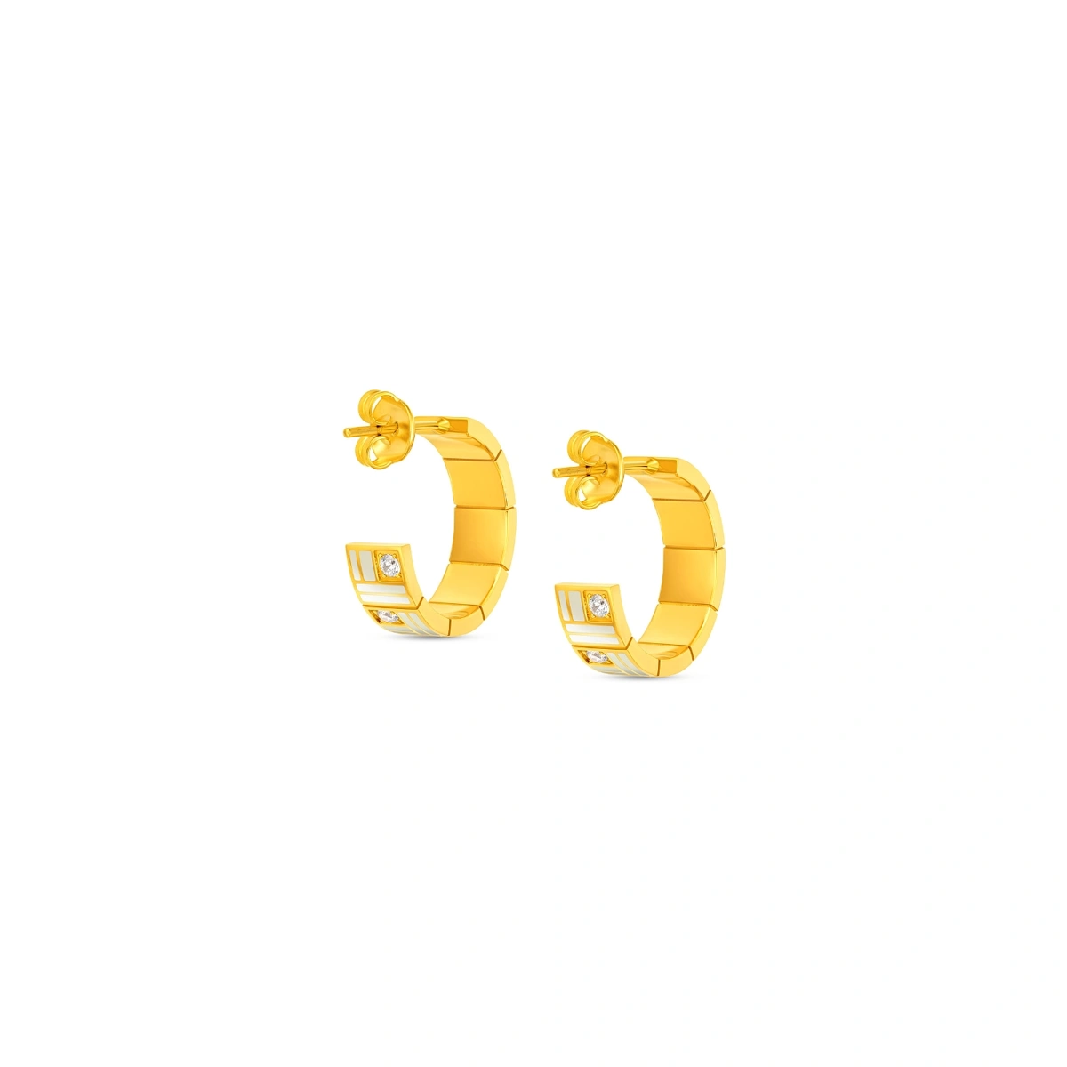 福字999足金鑲天然鑽石耳環