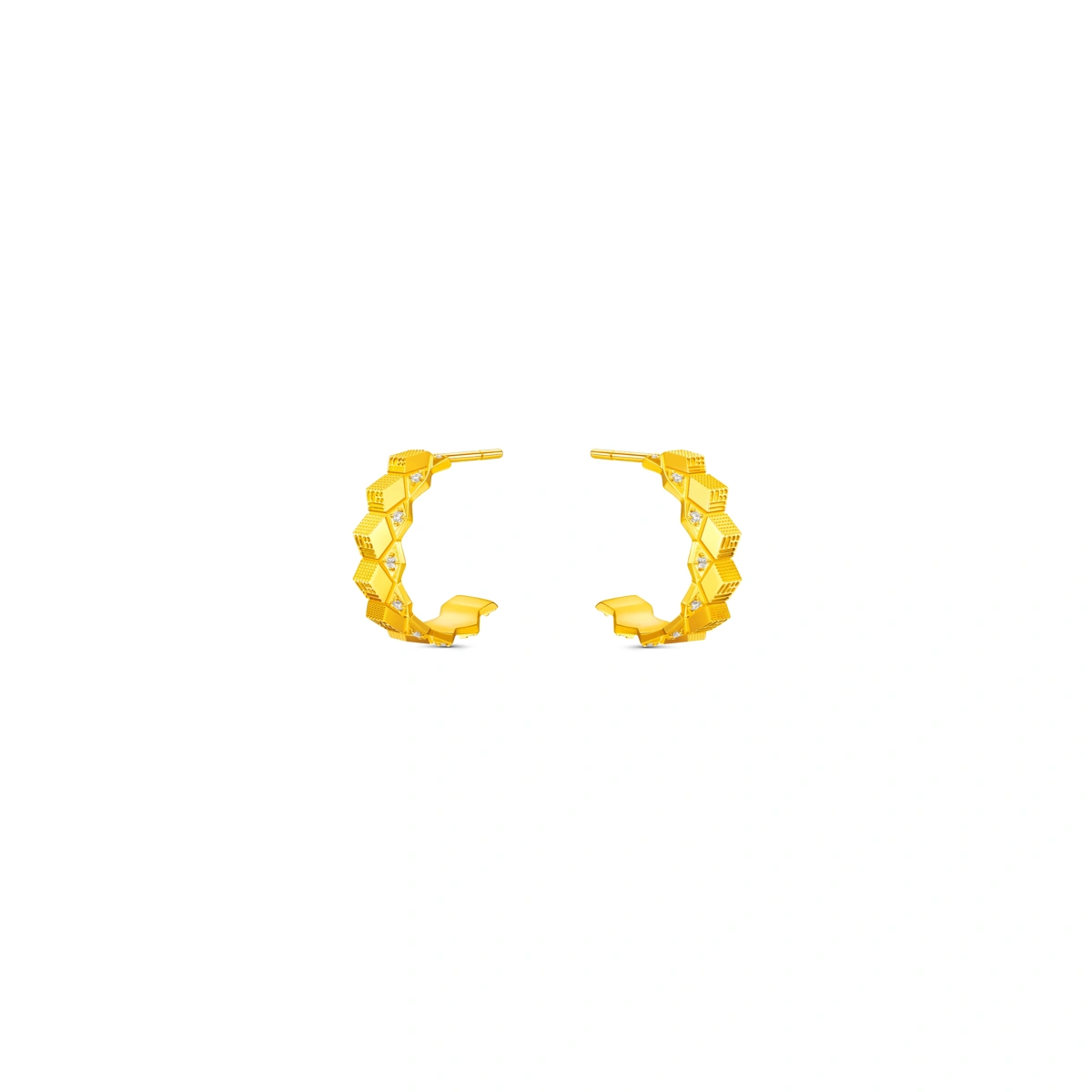 福字999足金鑲天然鑽石耳環